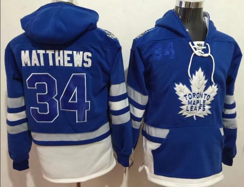 Men NHL Toronto Maple Leafs 34 Matthews blue Hoodie